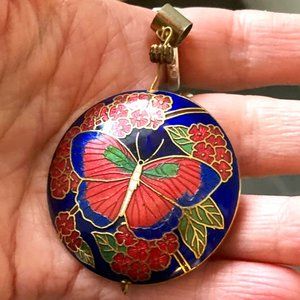 Large cloisonne butterfly pendant